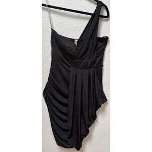 Vintage Y2K Monaco USA One-Shoulder Black Cocktail Dress. Size M